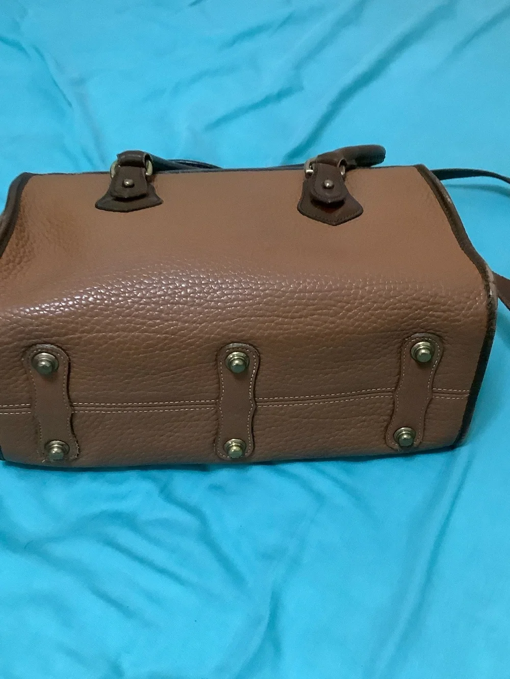 Dooney & Bourke Brown All-Weather Leather Satchel with Gold Hardware